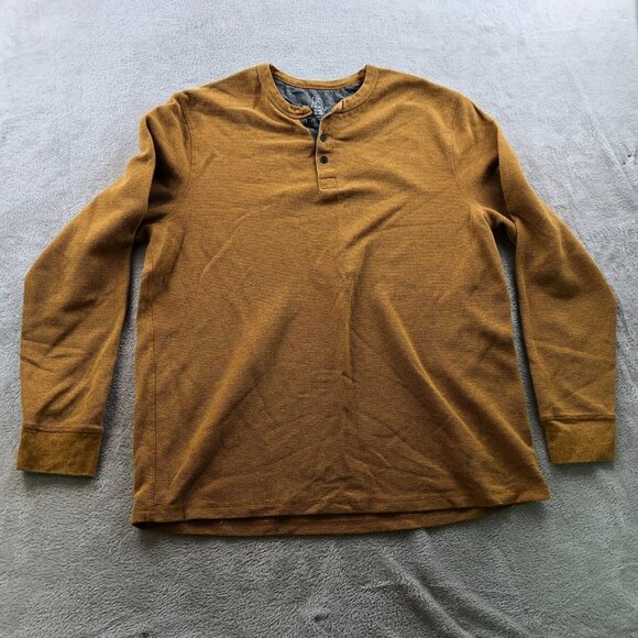 George Mens Henley Shirt Size XL Long Sleeve Waffle Knit Pullover Casual Brown - Picture 8 of 9